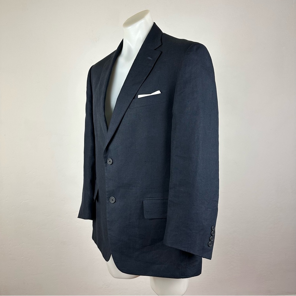 Solbiati 100% Linen Men's Classic Navy Blazer - Picture 6 of 9